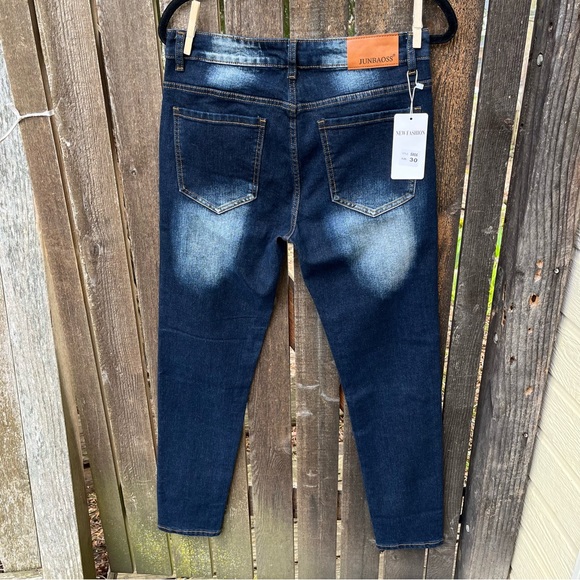 Junbaoss Men’s Distressed Slim Fit Stretch Jeans Sz 30 NWT. - Picture 2 of 14